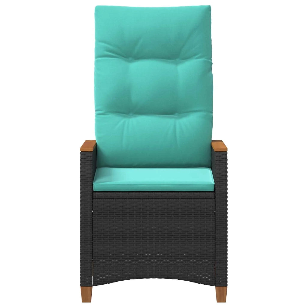 Sedia da giardino reclinabile Nero e Turchese polyrattan 42026868