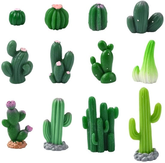Decorazioni per Interno - Ornamenti di Cactus - 60 Pezzi - Miniature Piante Tropicali - Decorazione per Salotto - Decorazione per Casa - Bambolotti Carini - Dimensioni Variabili