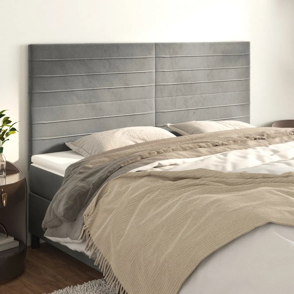 Testiera | Testata Grigio Chiaro 180x5x118/128 cm Velluto
