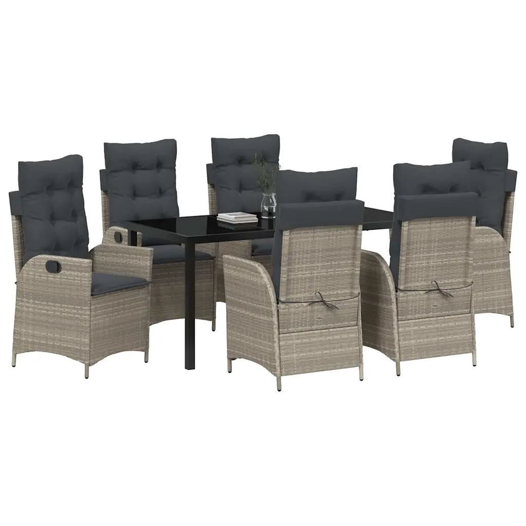 Set da Pranzo per Giardino 7 pcs Grigio chiaro polyrattan