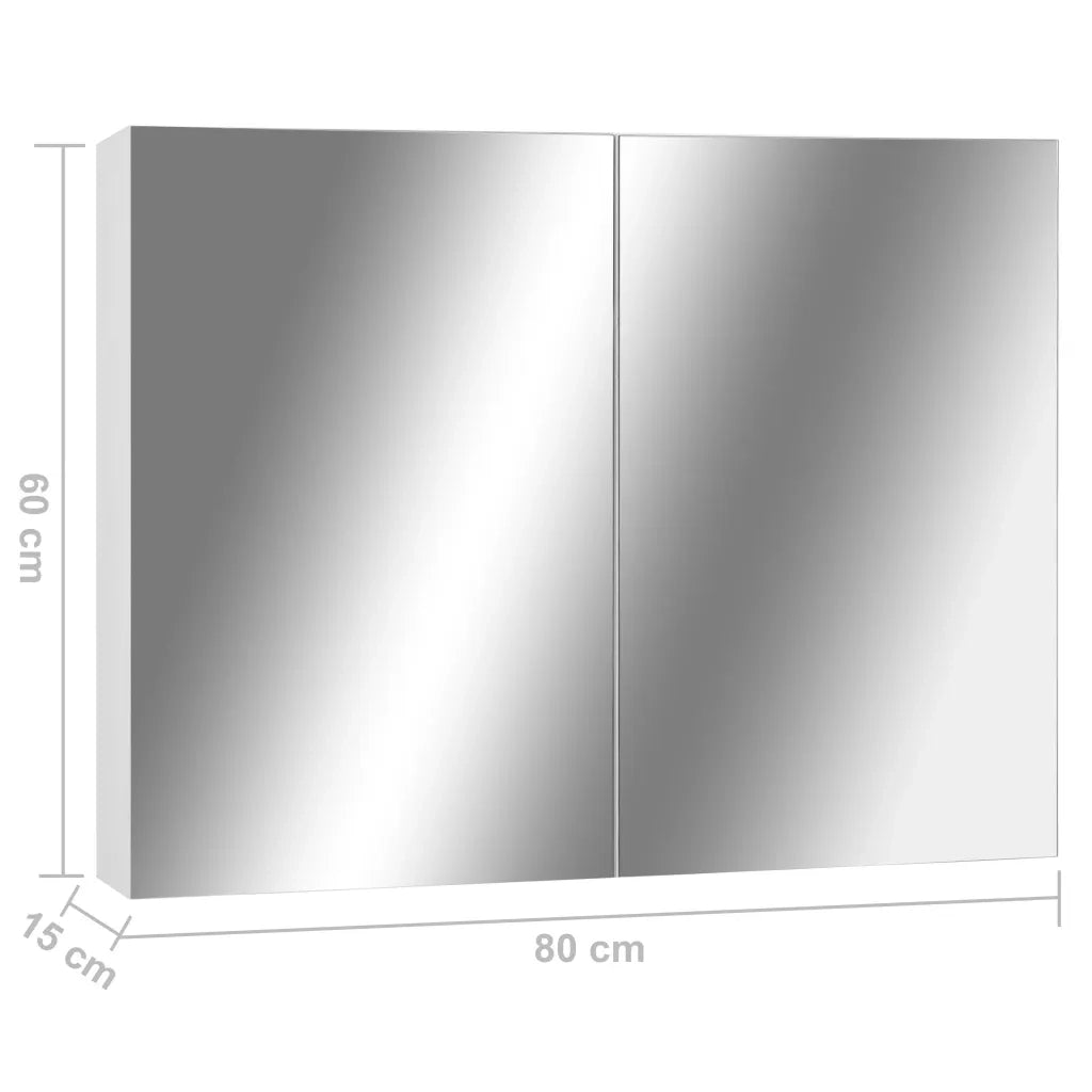 Armadietto a Specchio | Armadio da bagno Bianco 80x15x60 cm in MDF