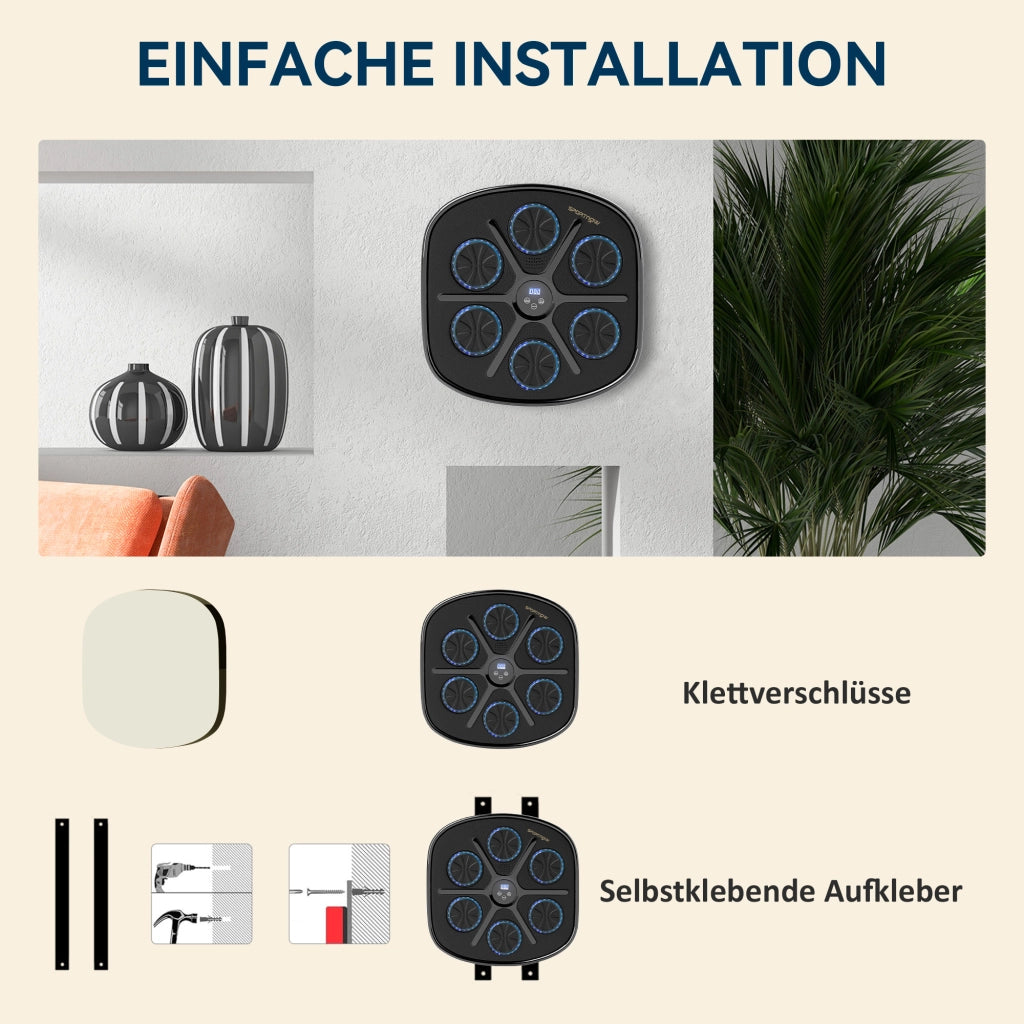 Macchina da Boxe Musicale ¨C Xylo ¨C 9 Modalit¨¤ Bluetooth LED con Guantoni Neri