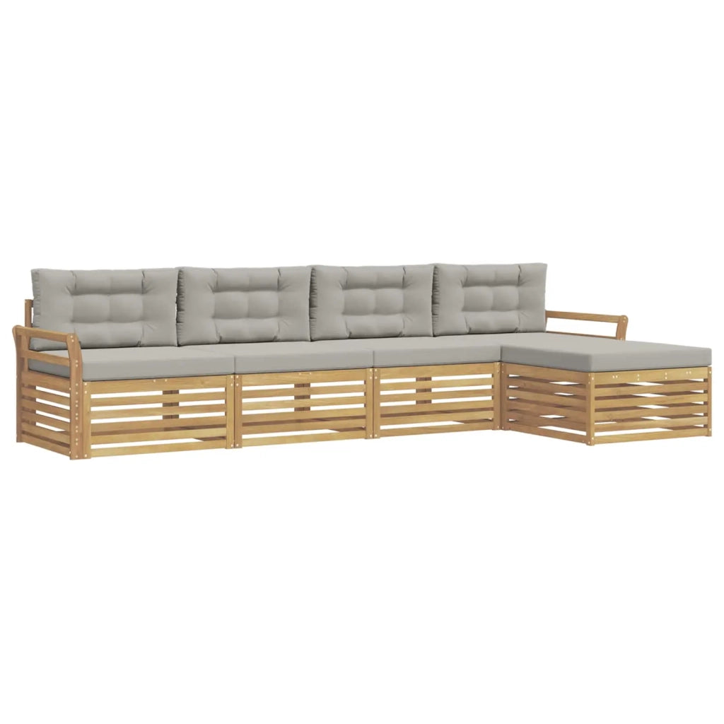 Set di divani da esterno 5 pcs Bianco e Grigio Chiaro 3390326