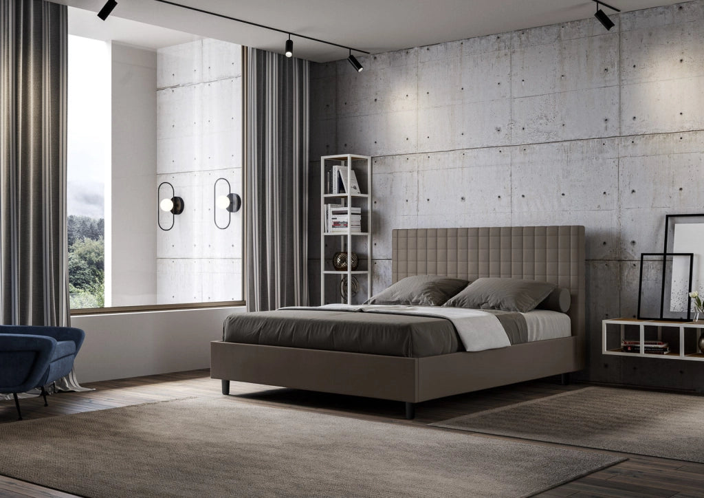 Letto Matrimoniale Francese 140x210 cm con Rete Sunny Cappuccino