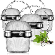 Thee Ei RVS con Filtro per Tè in Filtro per Tè in Foglia - Filtro per Tè con Infusore - Filtro per Tè a Filtri Finiti - Theezeefje - Kruidenfilter - Kruidenbol - Thee Ei per Tè in Foglia - Cilindrico - Argento - 4 Pezzi