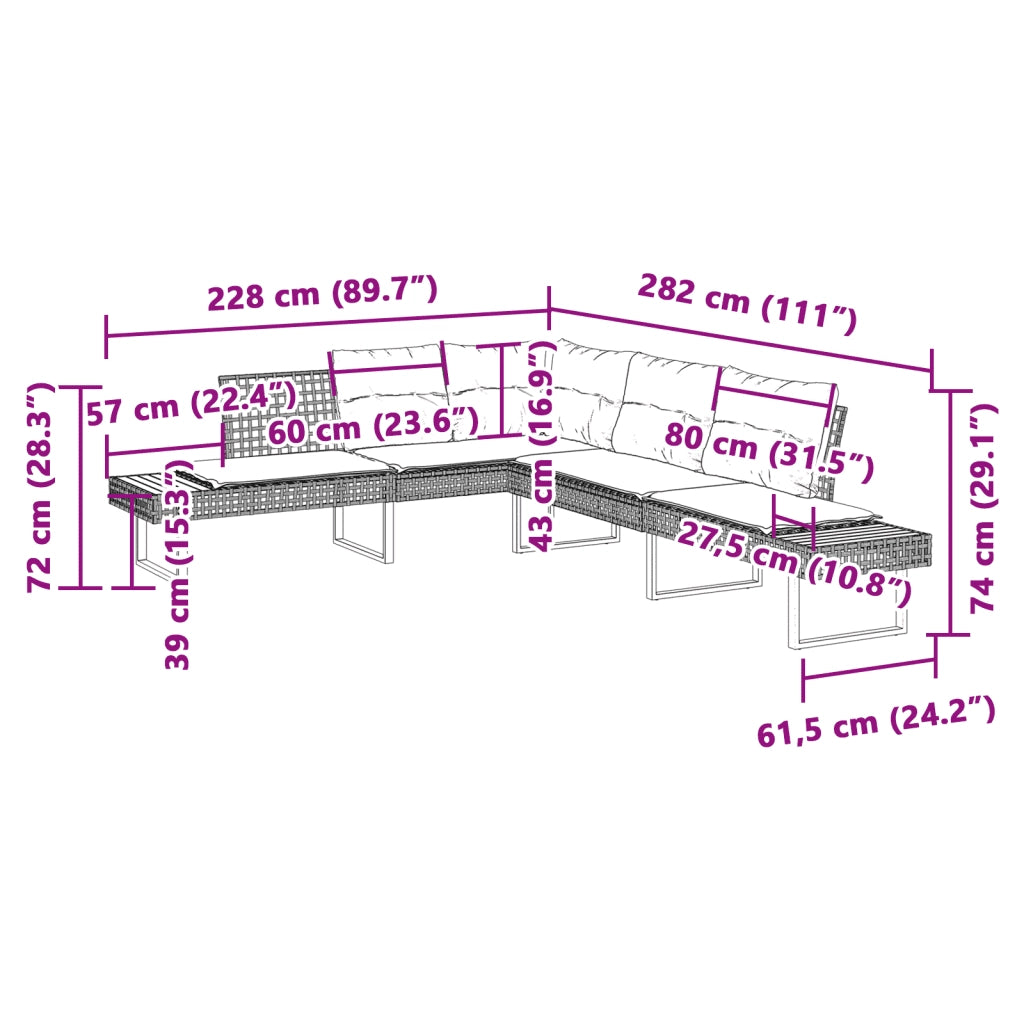 Set Divani da Giardino 2pz con Cuscini Grigio Polyrattan Acacia 3277500