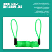 Remmolla con allarme - Cavo di sicurezza 1,2 m - Difesa contro la furto - PVC/Alleggerente - Verde fluorescente - Diametro esterno 3,5 mm