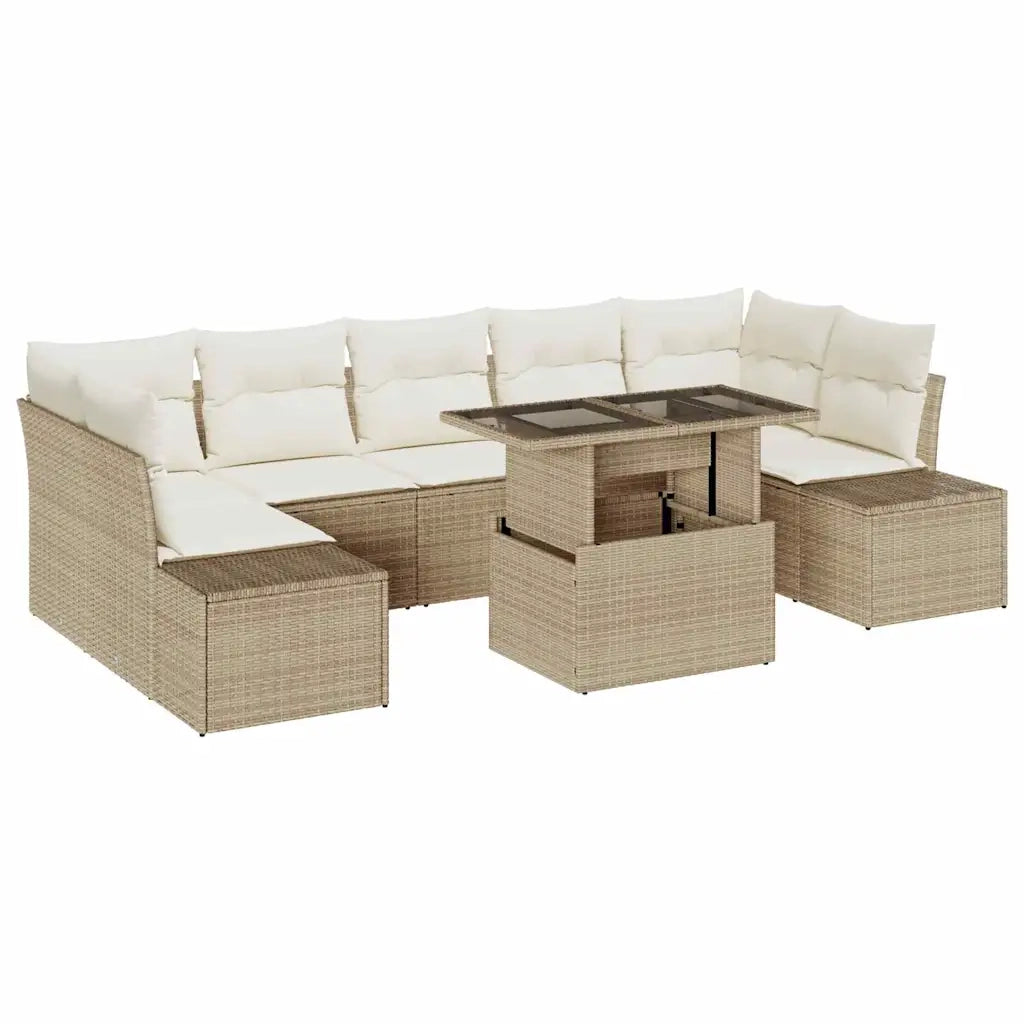 Set Divano da Giardino con cuscino 8 pcs Beige e Crema 3357874