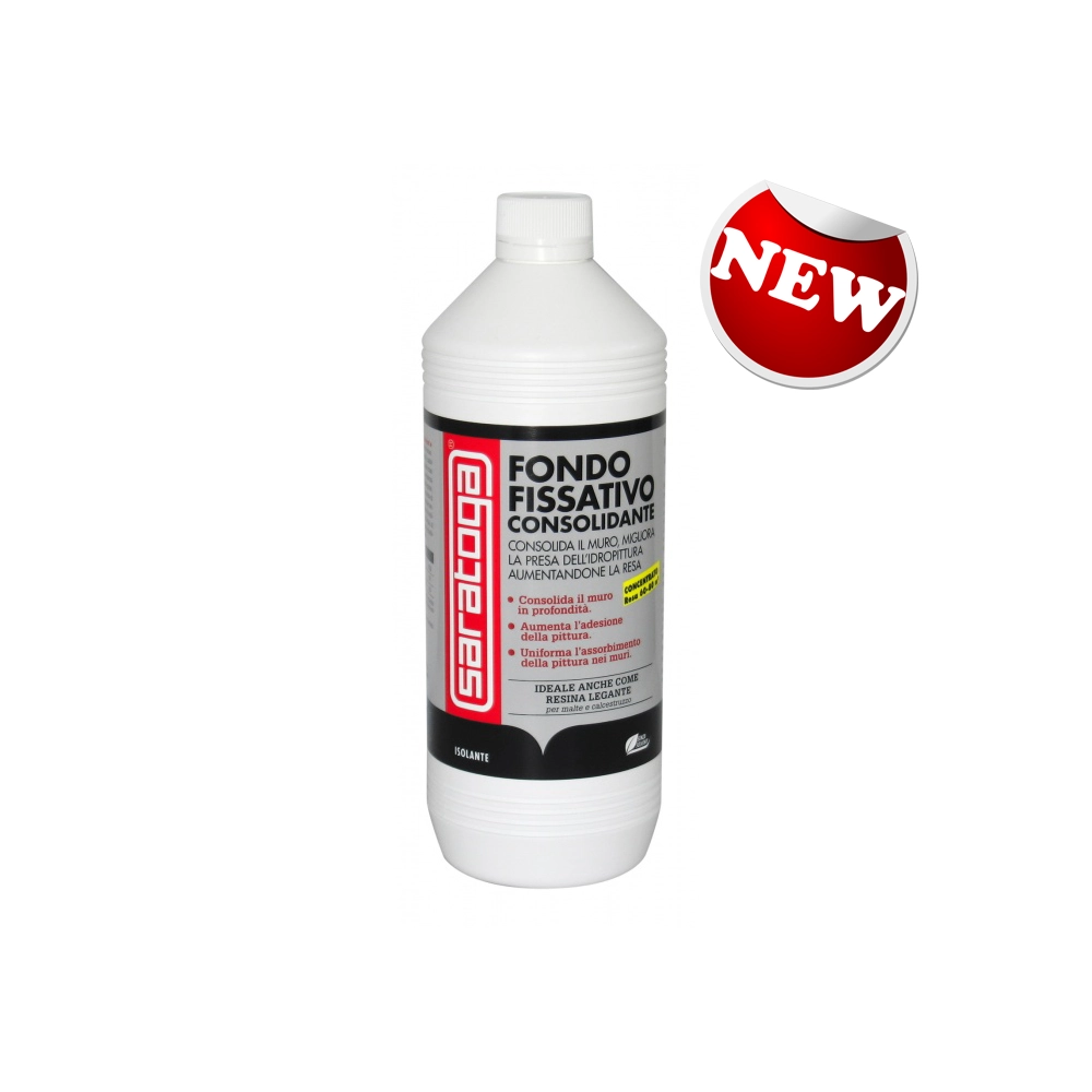 Saratoga fondo fissativo consolidante 1lt per pittura interna ed esterna su intonaco muri e cartongesso