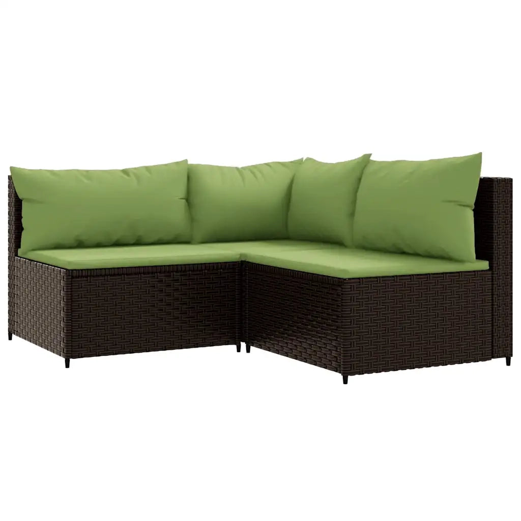 Set Mobili da Giardino 4 pz con Cuscini in Polyrattan Marrone 319829