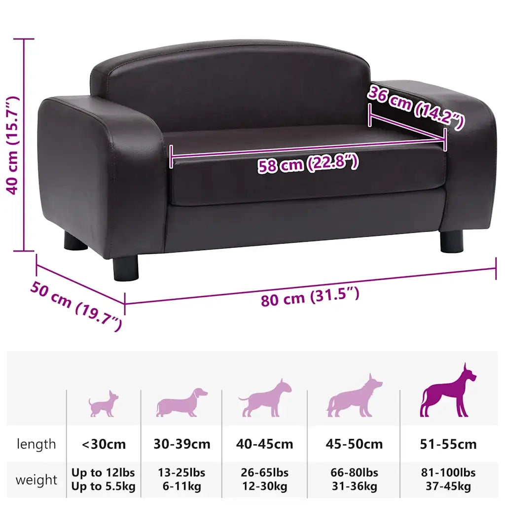 Divano per Cani Marrone 80x50x40 cm in Similpelle 170966