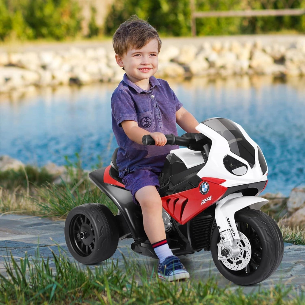 BMW Moto Cavalcabile per Bambini, Moto Giocattolo con Rotelle, Fari, Funzione Musica, Motocicletta a 3 Ruote, Regalo Perfetto per Bambini, 66 x 37 x 44,5 cm (Rosso)