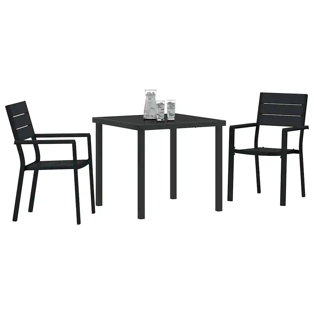 Set da Pranzo per Giardino 3 pcs Nero