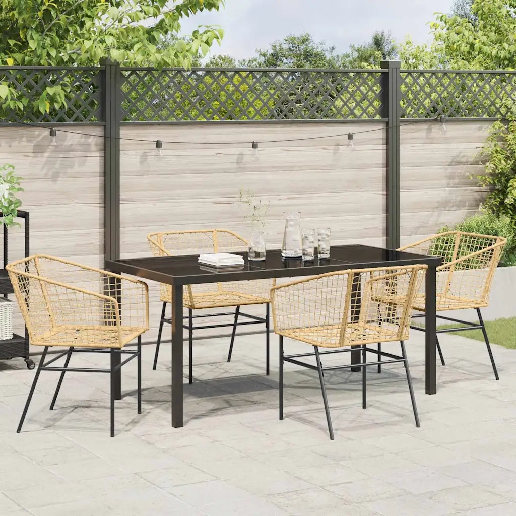 Set da Pranzo per Giardino 5 pcs Marrone polyrattan