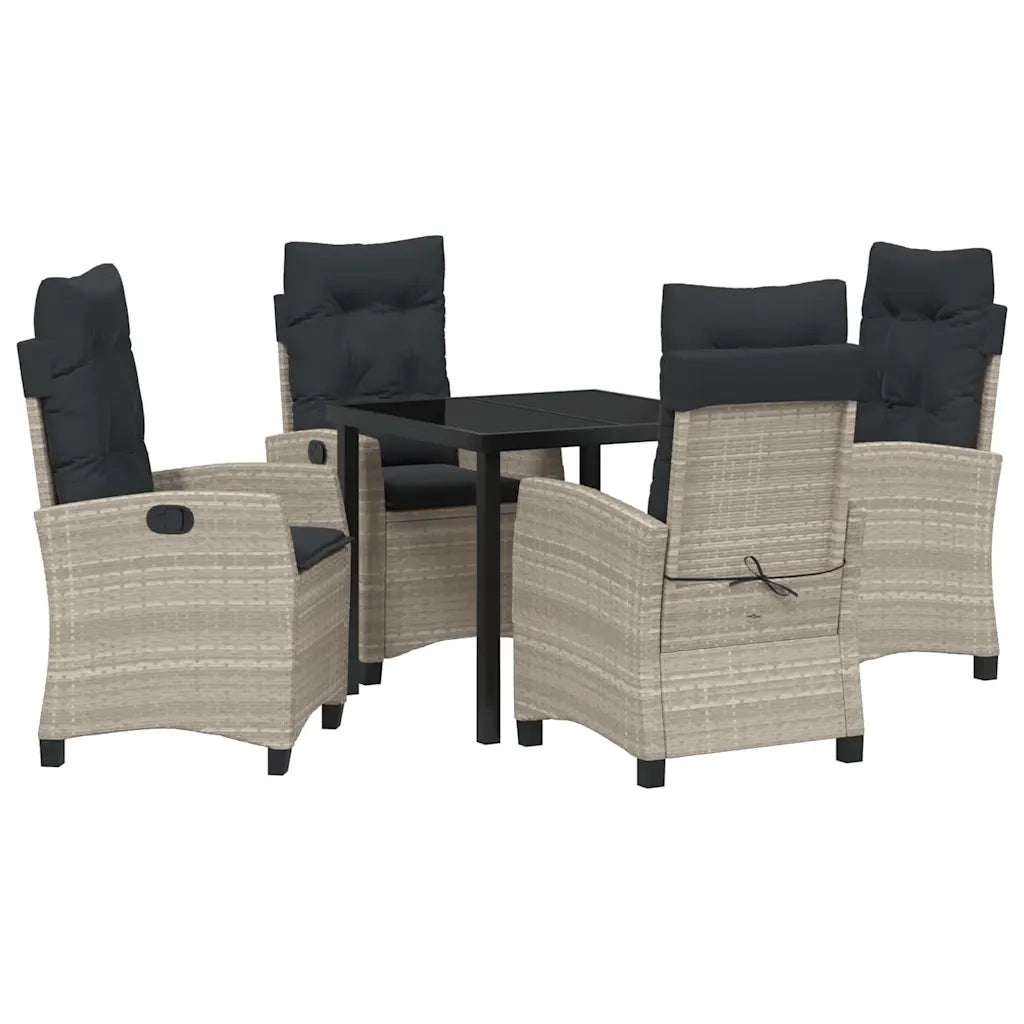Set da Pranzo per Giardino 5 pcs Grigio chiaro polyrattan