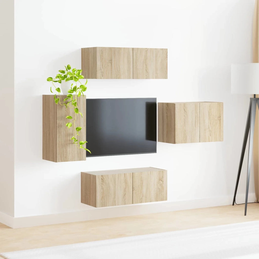 Set di Mobiletto da TV a Parete 4 pcs Rovere Sonoma 3408936