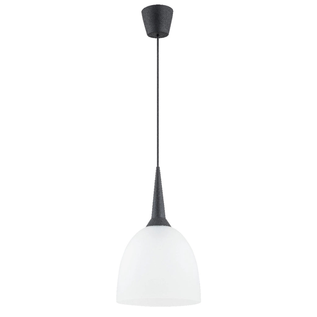 Lampada a sospensione nera cupola bianca E27 15W Alfa
