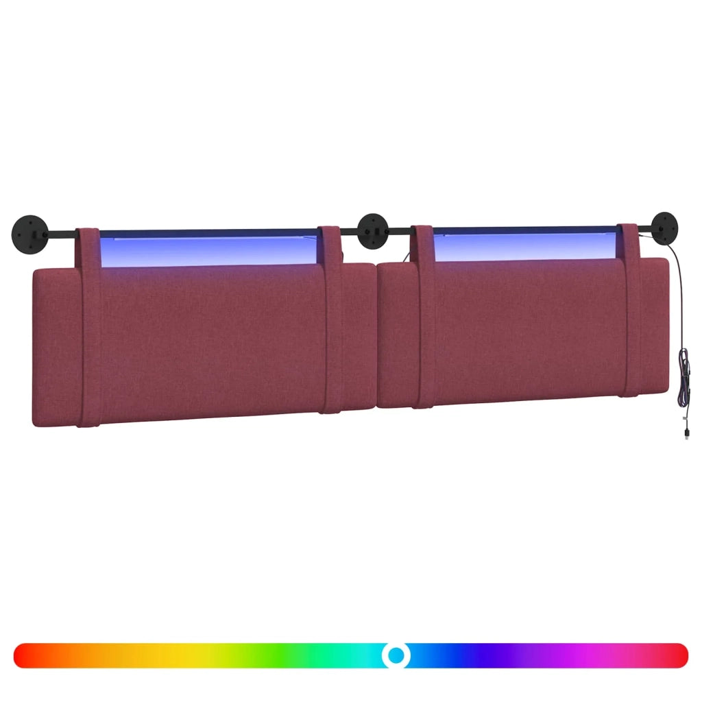 Testiera sospesa Con luce LED Rosso Vino Tessuto 3424030