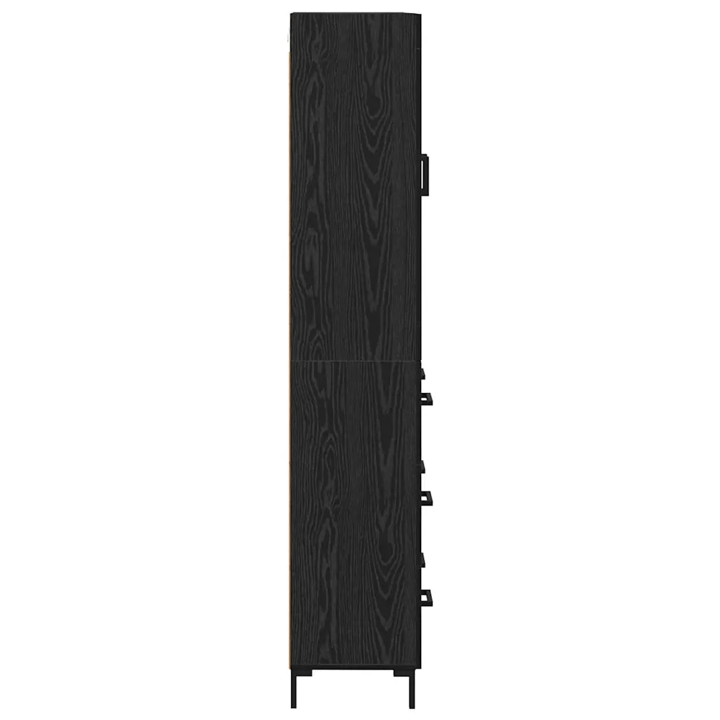 Credenza con cassetto 2 pz-Set di 2 Buffet-Armadio da cucina Rovere Nero Legno multistrato 705234