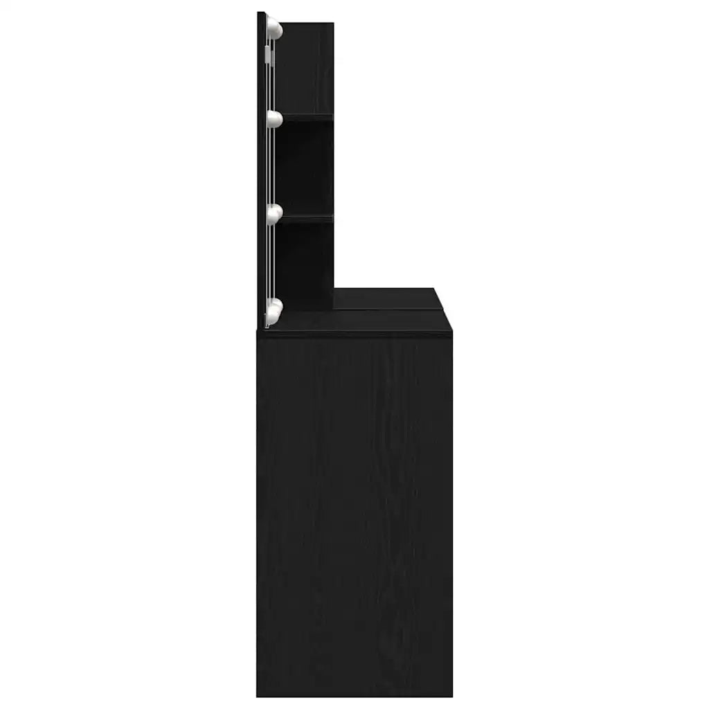 Set Tavolo da Trucco LED Rovere Nero 140 x 40 x 140 cm 3333045