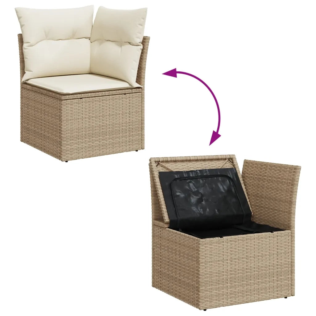 Set Divano da Giardino 10 pz con Cuscini Beige in Polyrattan 3256142