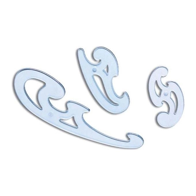 Arda 408533 Set Curvilinee Disegno Tecnico Polistirolo Termoresistente Confezione 3 Pezzi colore Grigio Trasparente