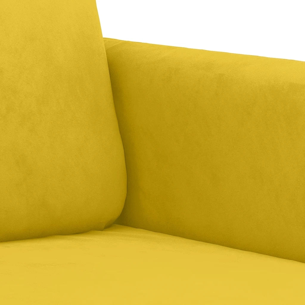 Set di Divani 3 pz con Cuscini Giallo in Velluto