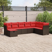 Set Divani da Giardino 8 pz con Cuscini Marrone in Polyrattan 3325340