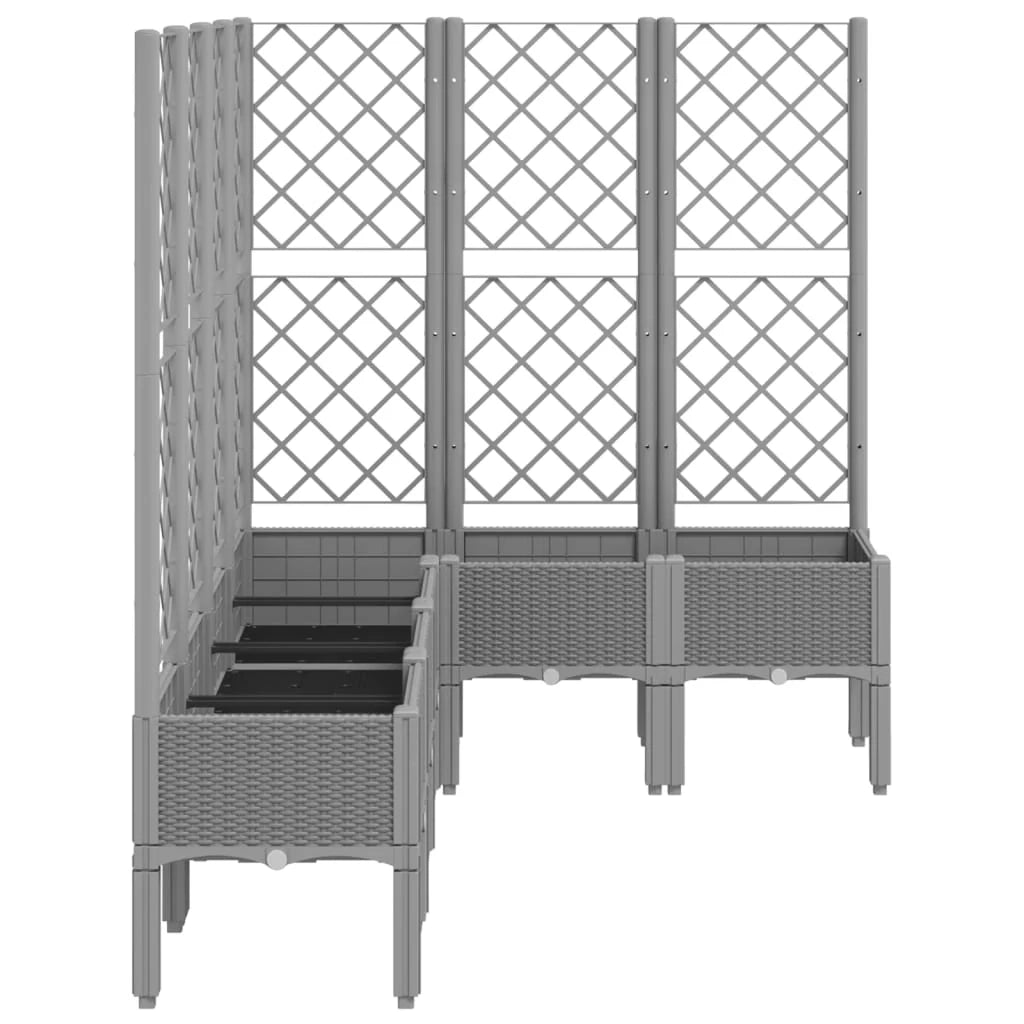 Fioriera rialzata per piante fiori e terrazze con traliccio grigio chiaro 160 x 120 x 142 cm PP grigio 02_0038347