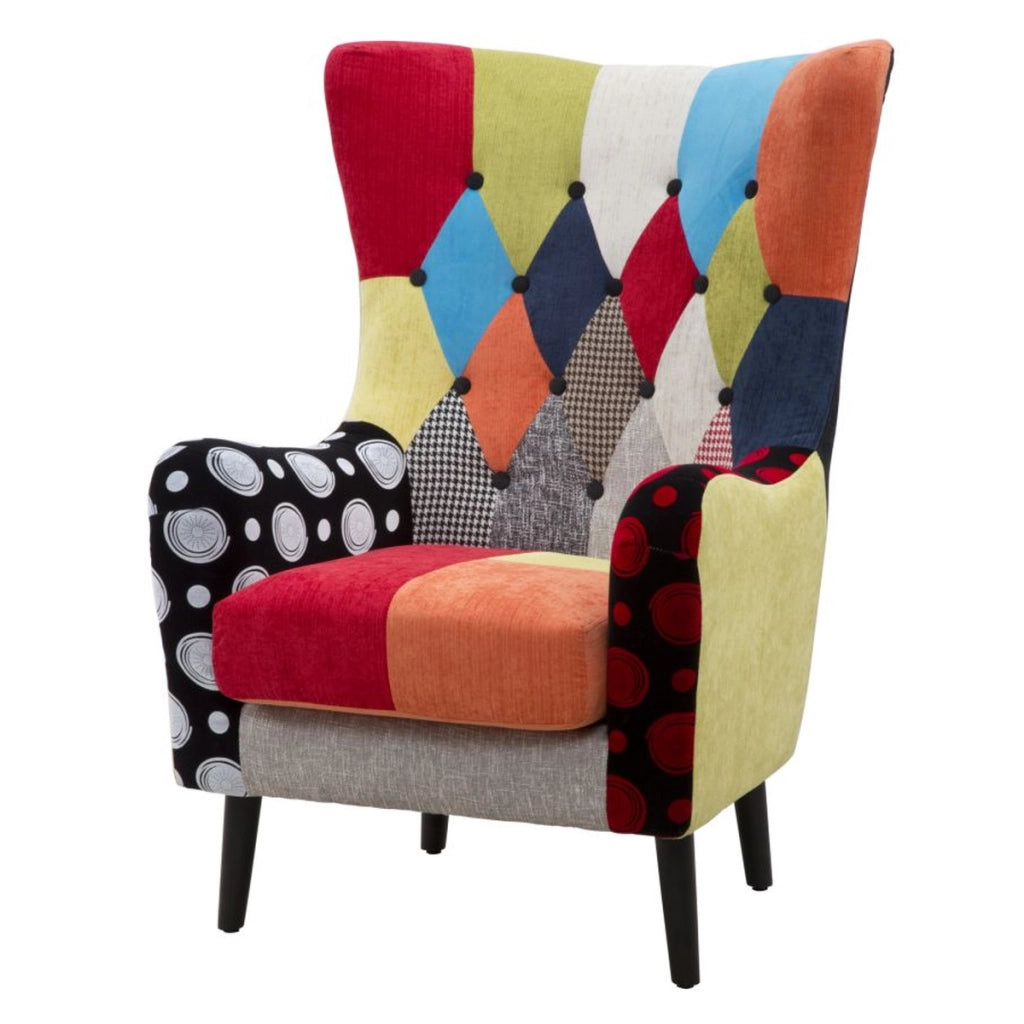 Poltrona bergere Imperial patchwork in velluto multicolor 81x92x75 cm