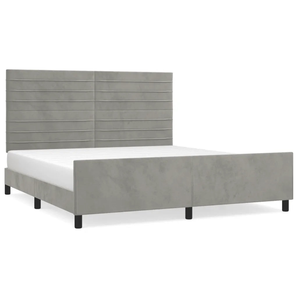 Letto matrimoniale | Letto per adulti | Giroletto senza Materasso Grigio Chiaro 160x200 cm Velluto