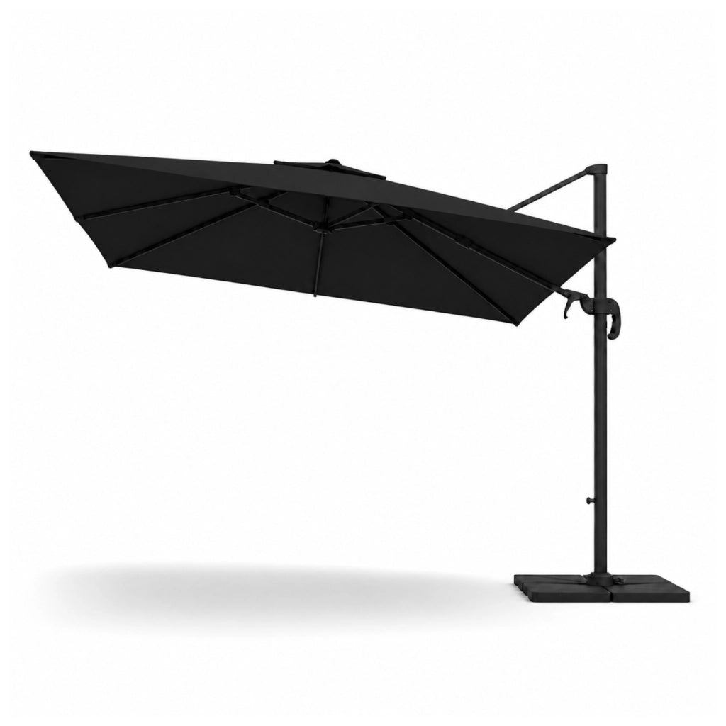 Ombrellone 3x3 M Giardino Braccio Retrattile Per Esterni Gazebo Piscina Terrazze Bar Hotel In Acciaio Inossidabile Braccio Rotabile 360° Telo 180 G/M2 Impermeabile Resistente Ai Raggi UV Nero