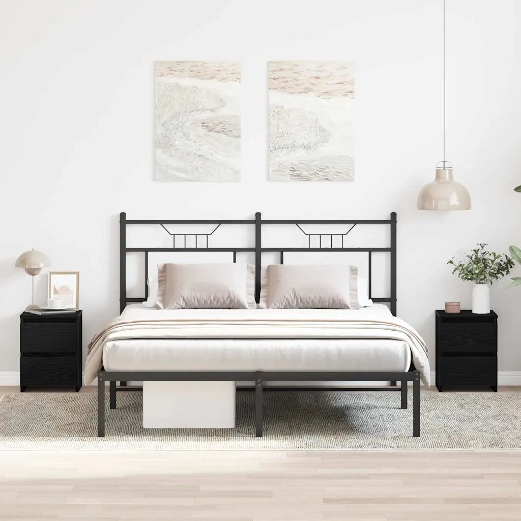 Armadio da Notte con cassetto 2 pcs Rovere Nero 30 x 30 x 40 cm 861989