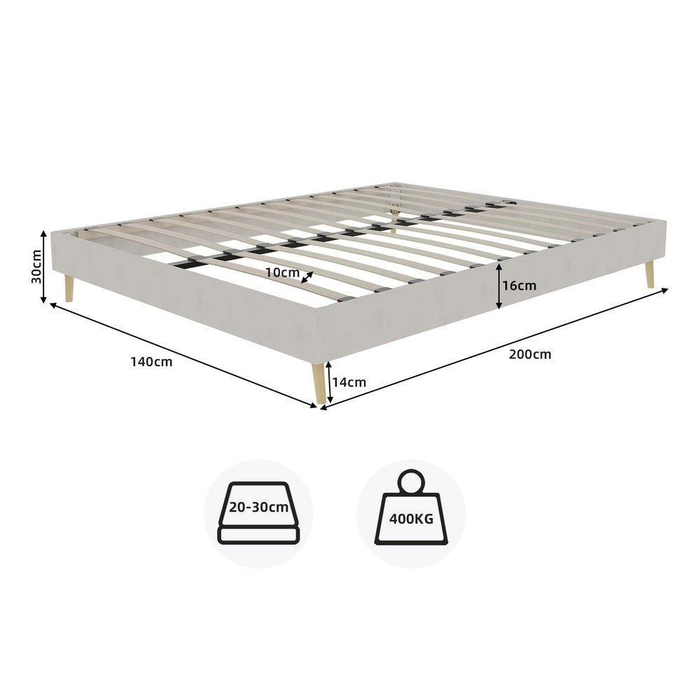 Letto Contenitore Basso ¨C MINIMAL ¨C Tessuto Velluto Beige 140x200
