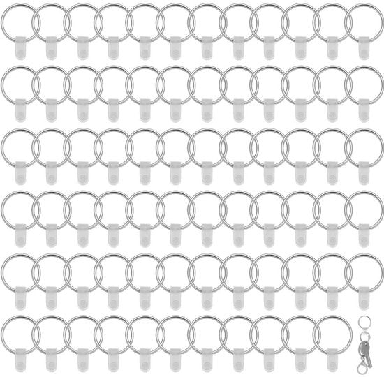 120 Set di Appigli a Chiave in Metallo 25 MM con Anelli a Chiave Ronde a Spacco con 120 Pezzi di Adesivi in Plastica Transparente per Attività Artigianali, Ufficio, Accessori per Lanyards
