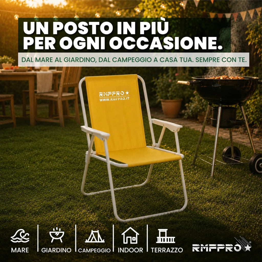 RMF PRO SET 2 SEDIE PIEGHEVOLE DA SPIAGGIA GIALLA