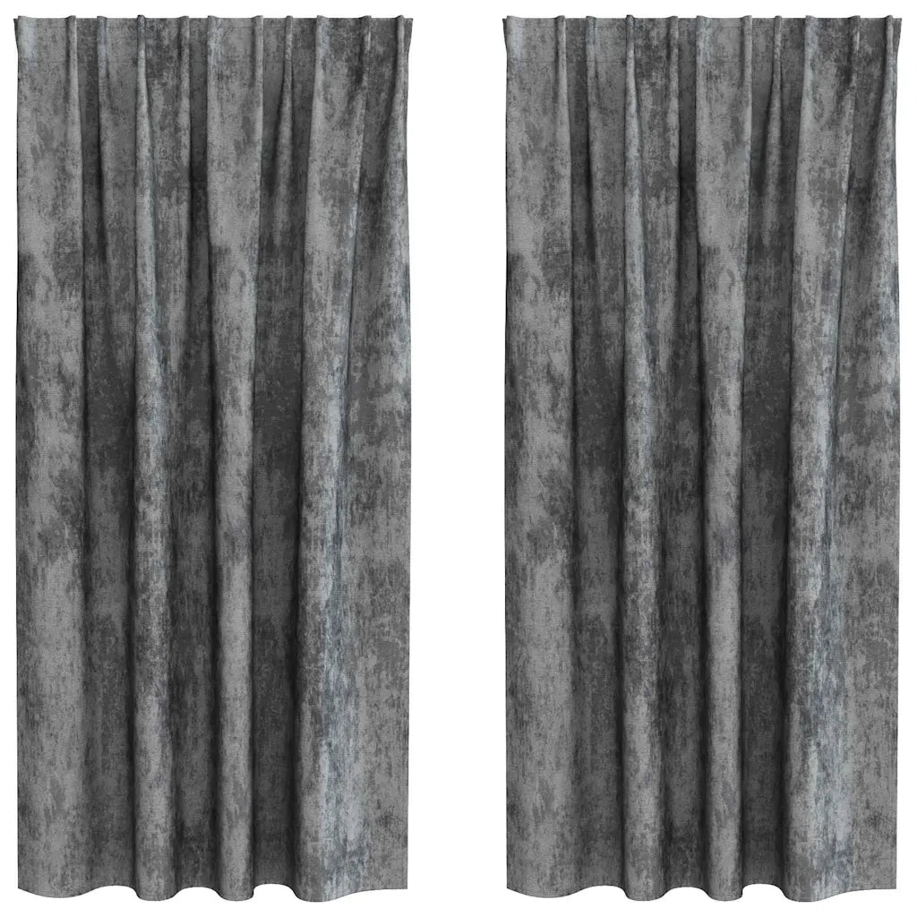 Tende in Velluto con tende 2 pcs Grigio 175 x 140 cm Velluto 4107689