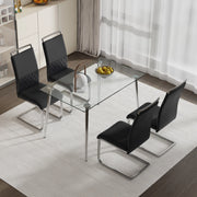 Sedie da Pranzo Set 4 Pezzi, Schienale Alto Imbottito in Ecopelle e Tessuto ¨C MINIMAL ¨C Nero