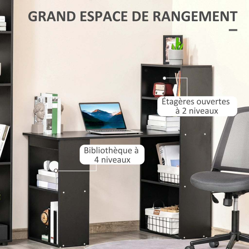 Scrivania Computer con Cassetti e Ripiani ¨C zephmum ¨C Nero 120x55x120 cm