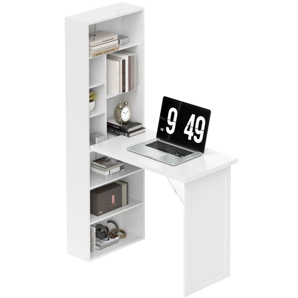 Scrivania con libreria e scaffale regolabile ¨C Minimal ¨C bianco 98x51x153cm
