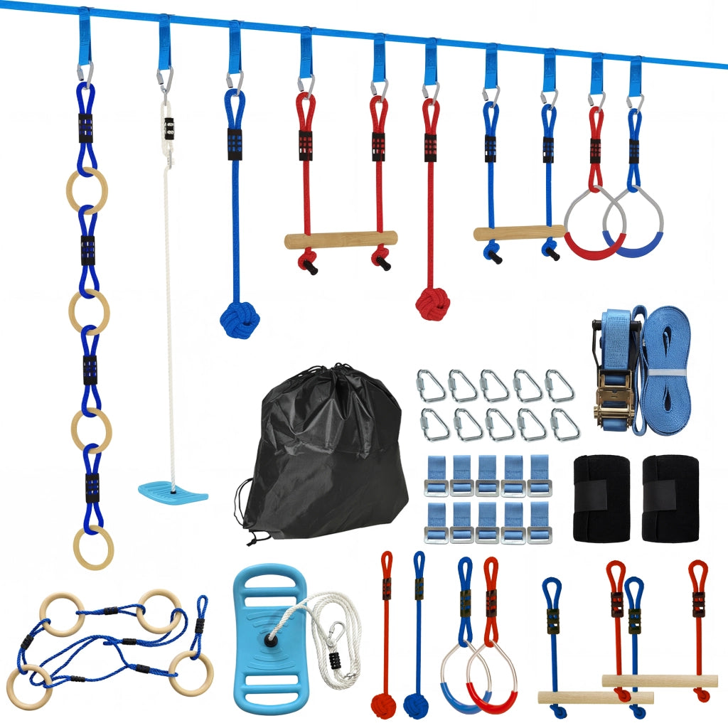Percorso Ostacoli Ninja Bambini 10M Set Completo Tirolese Giardino Esterno ¨C Xylo ¨C Multicolore 100kg