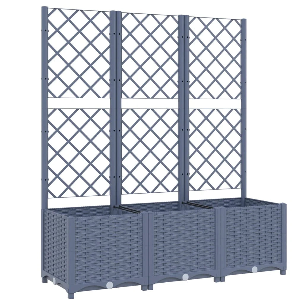 Fioriera rialzata con traliccio 120 x 40 x 136 cm PP grigio 02_0038235