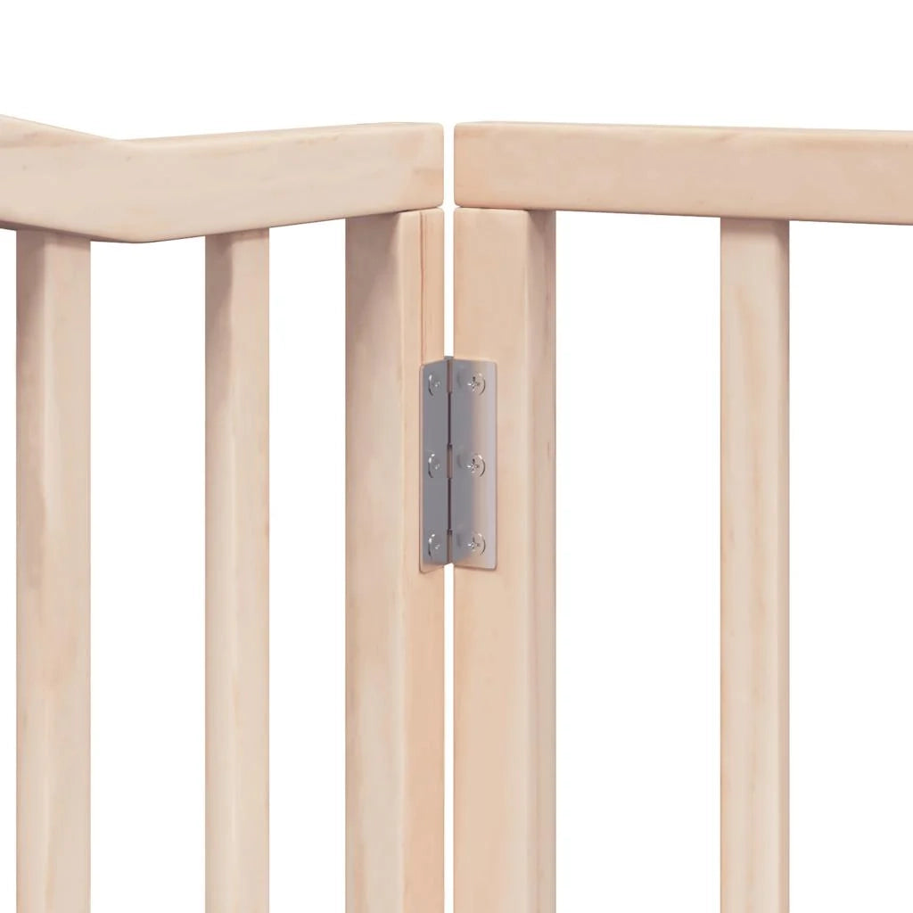 Cancelletto di sicurezza per cani con porta pieghevole 6 pannelli legno di pioppo marrone 02_0023028