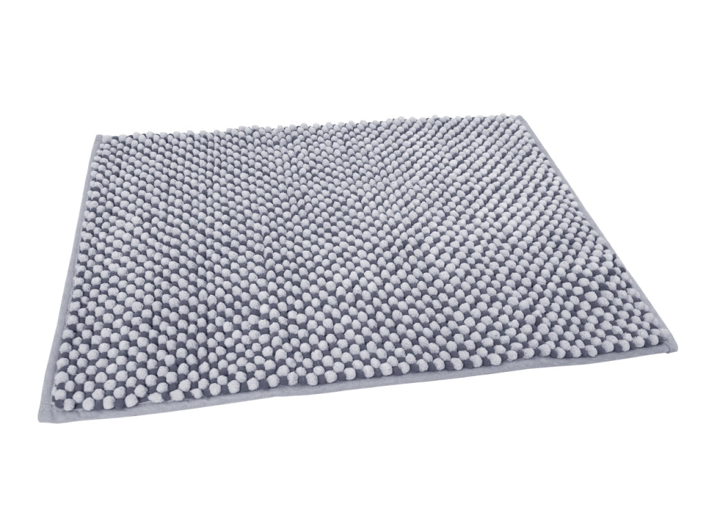 Tappeto Bagno Doccia Antiscivolo In Ciniglia Super Assorbente Modello Dots - Parure 3 Pezzi - Perla