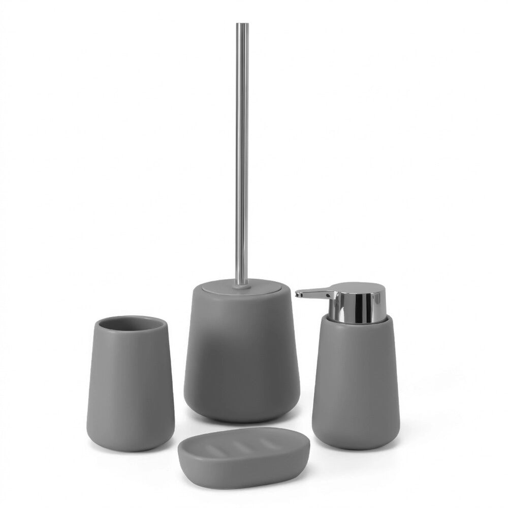Dispenser sapone grigio e cromo in ceramica antibatterica Sidney