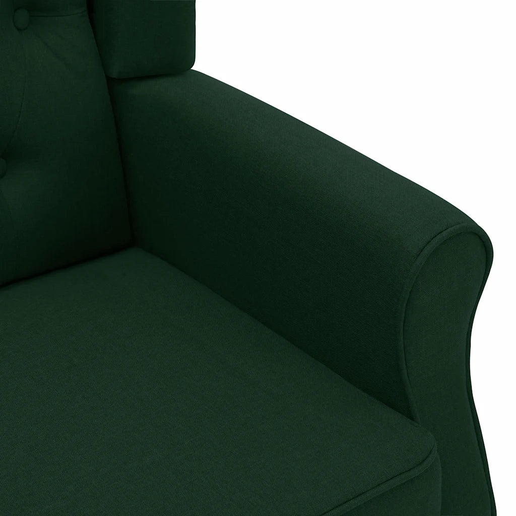 Divano Sedia-Poltrona con Poggiapiedi Verde Scuro in Tessuto 371595