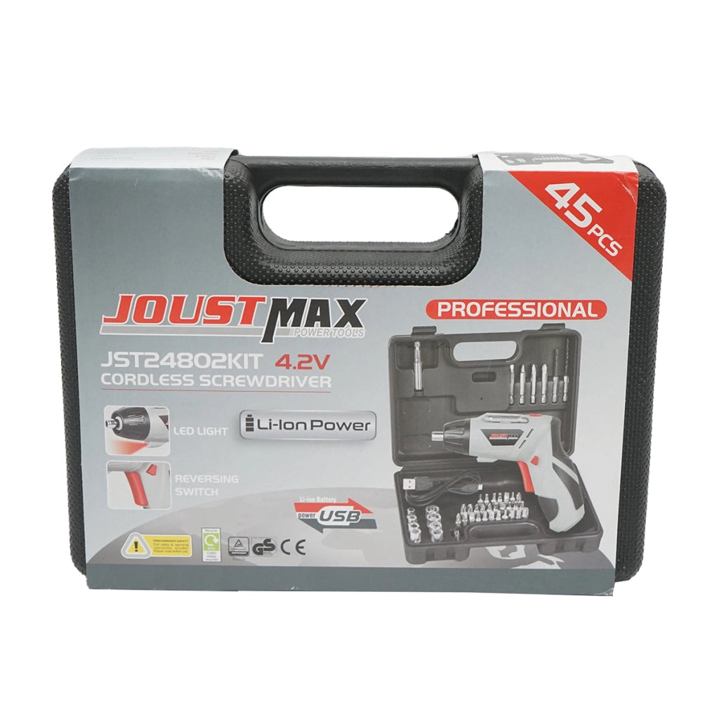 Trapano e avvitatore elettrico con batteria da 4,2 V 1300 mAh e 45 accessori Joustmax