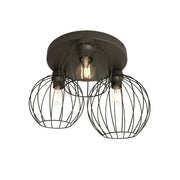 Plafoniera Minimal Industrial Geb 3 Luci Tonda Nera