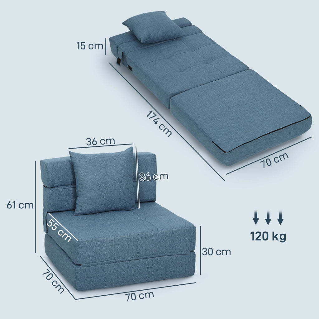 Poltrona letto ¨C zephmum ¨C tessuto blu scuro con cuscino