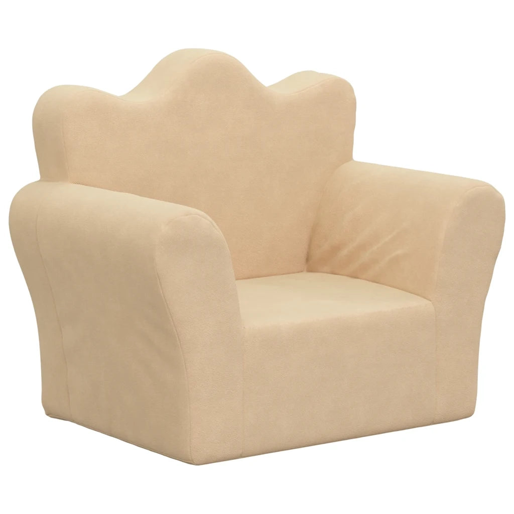 Divano per Bambini Crema in Morbido Peluche 357043